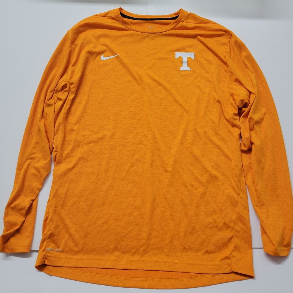 Nike Dri-Fit Tennessee TN Vols Mens T-Shirt Long Sleeve 2XL Solid Orange Logo